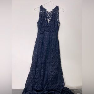 Womens Size 2 Vera Wang DRESS Blue Lace Sleeveless evening A060423